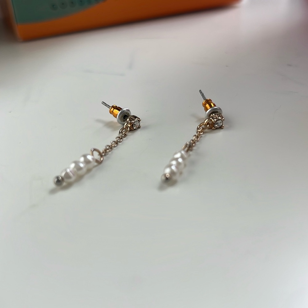 Pearl & (Fake) Diamond Earrings - Forever 21